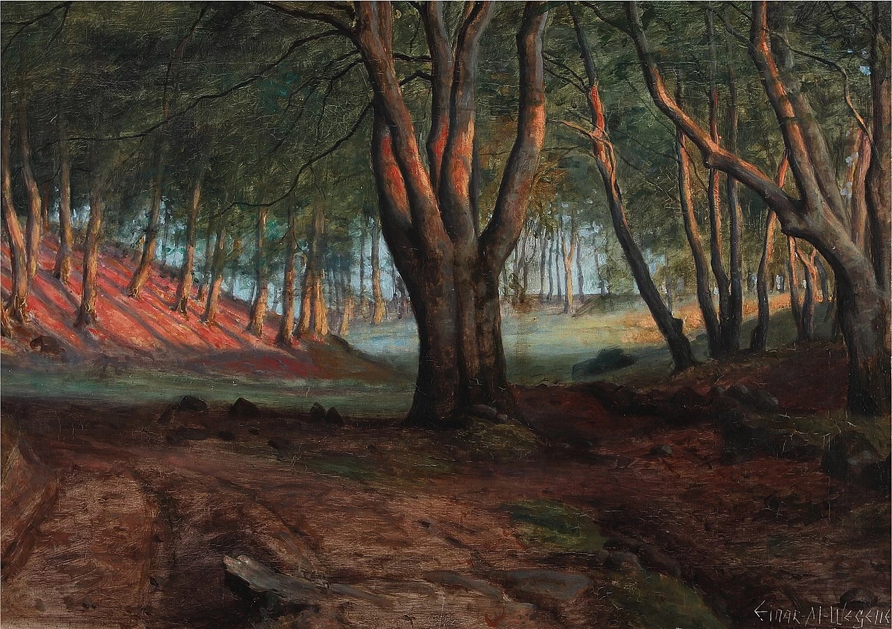 Lili Elbe - Scena della foresta con luce solare dorata, 1905